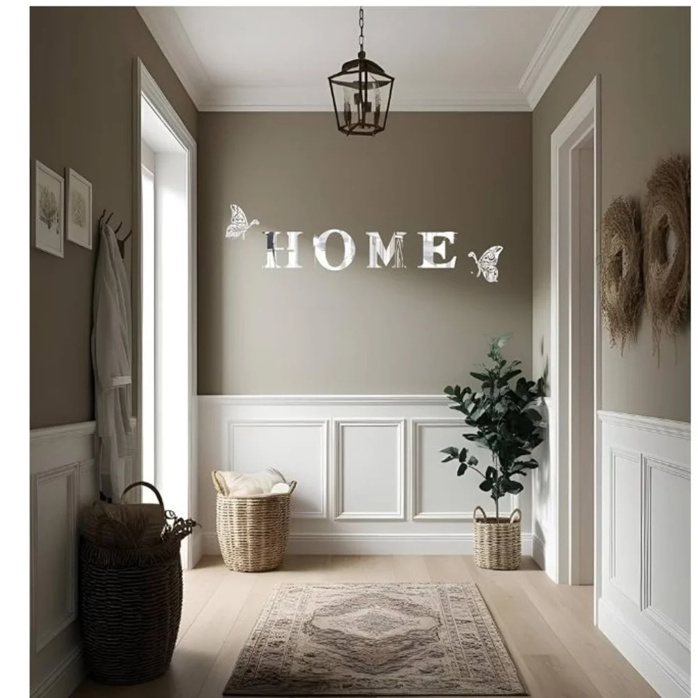 Elegant Silver 'HOME' Wall Art with Butterfly Accents